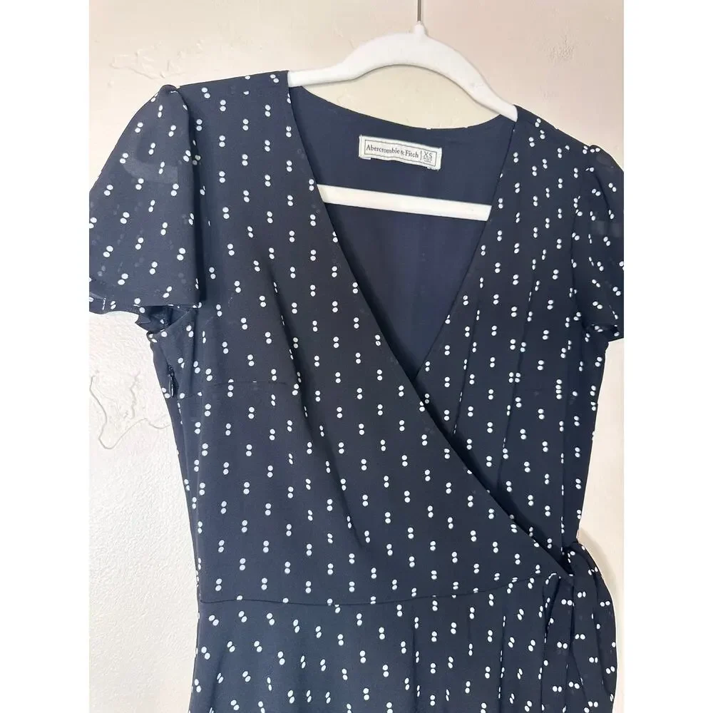 Abercrombie & Fitch Black and White Pattern Faux Wrap Mini Dress XS